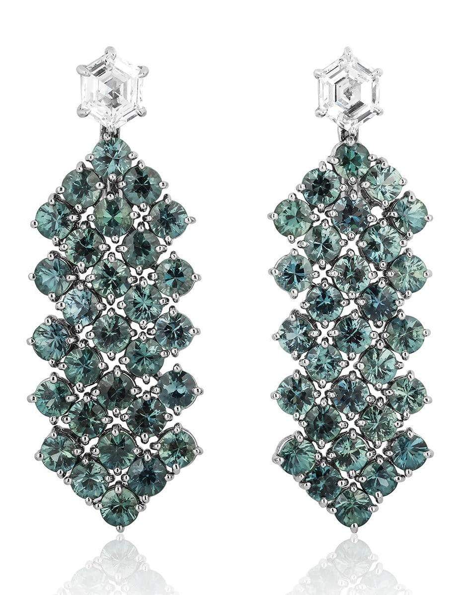 BAYCO-Green Sapphire Earrings-PLATINUM