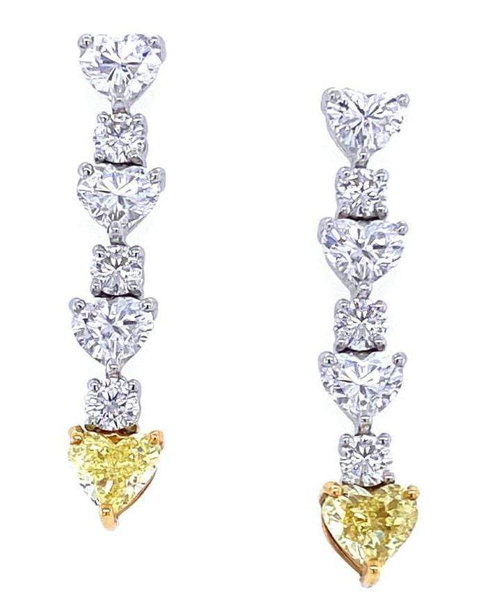 BAYCO-Heart Shape Yellow Diamond Earrings-PLATINUM