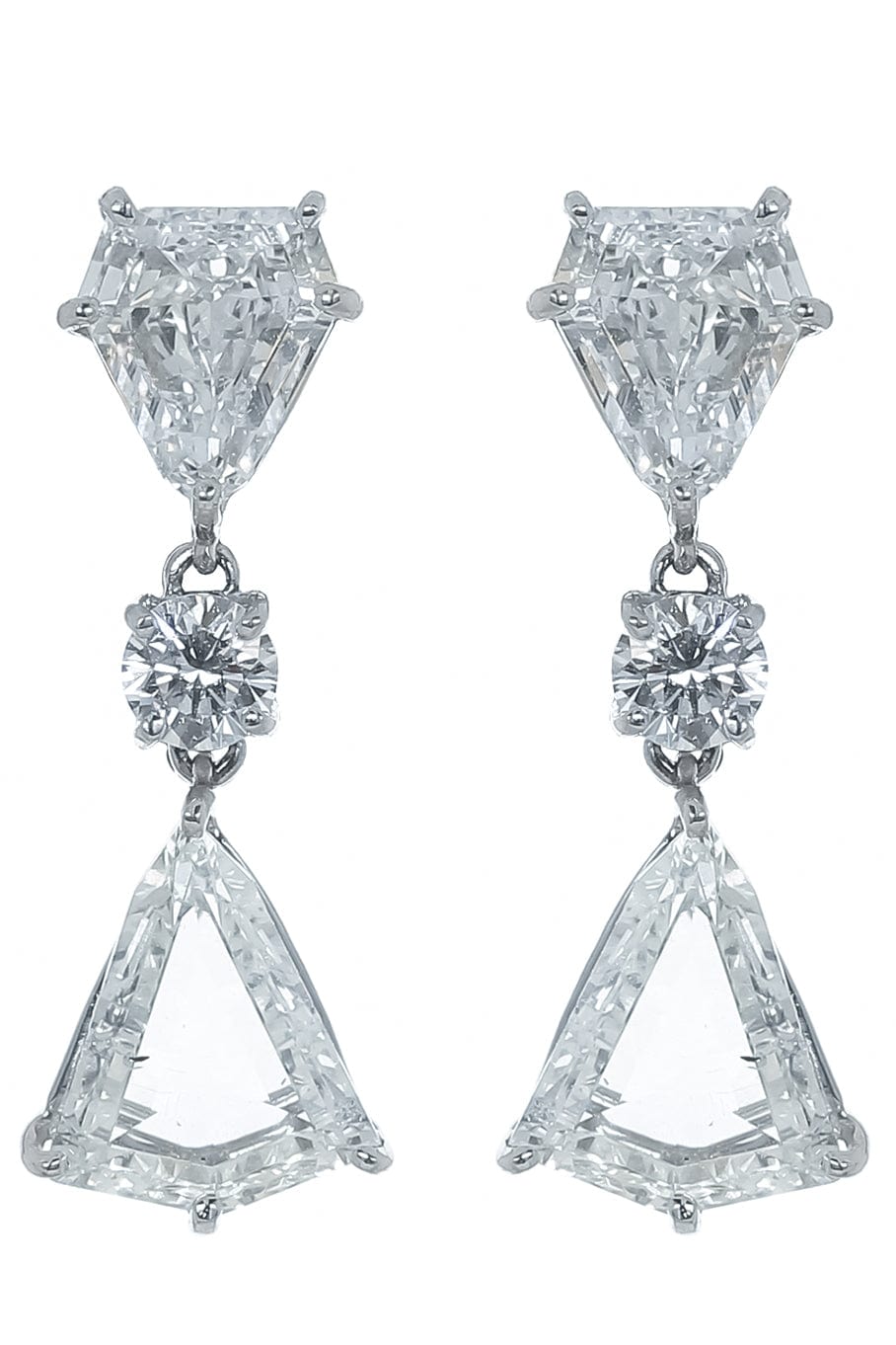 BAYCO-Kite and Shield Cut Diamond Earrings-PLATINUM