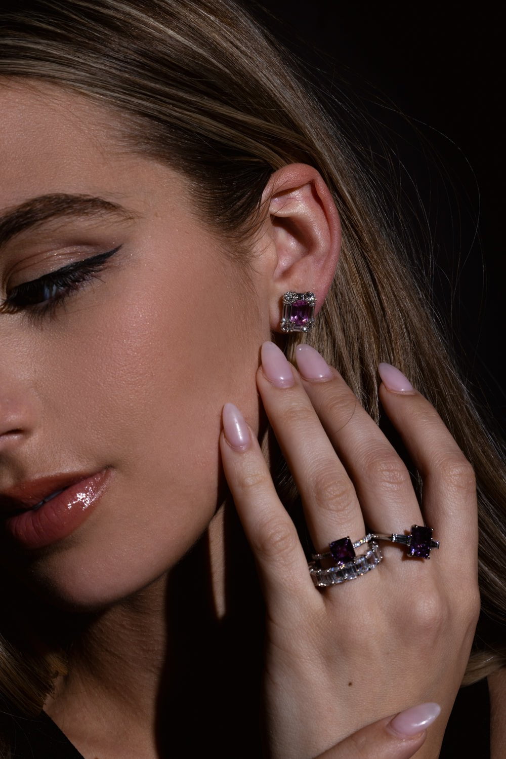 Pink Sapphire Diamond Earrings JEWELRYFINE JEWELEARRING BAYCO   