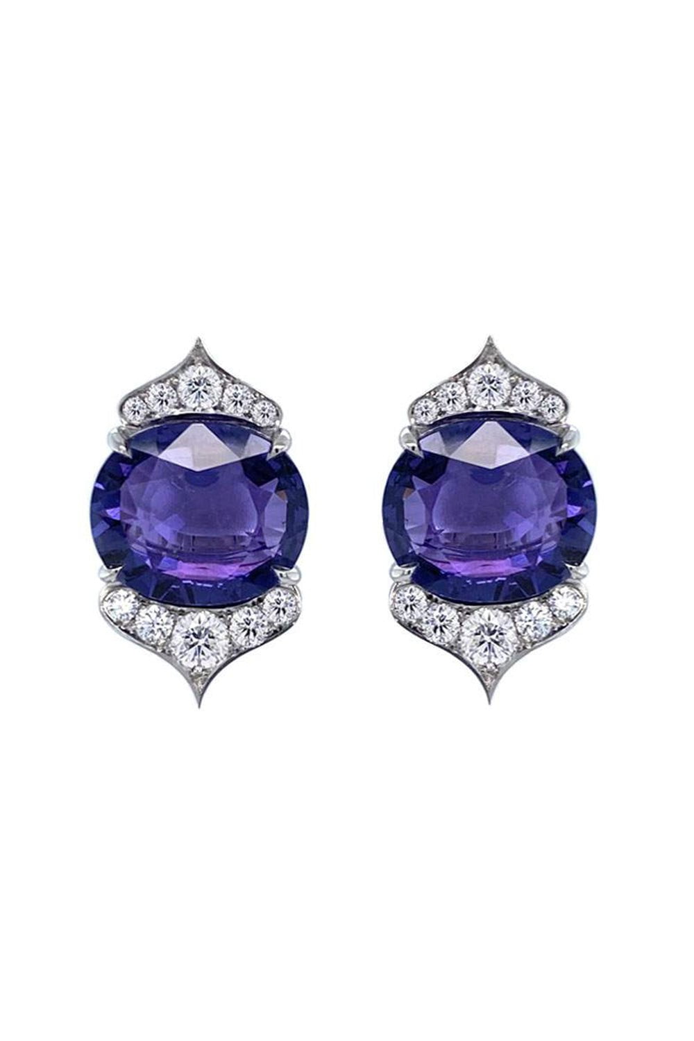 BAYCO-Purple Sapphire Diamond Earrings-PLATINUM