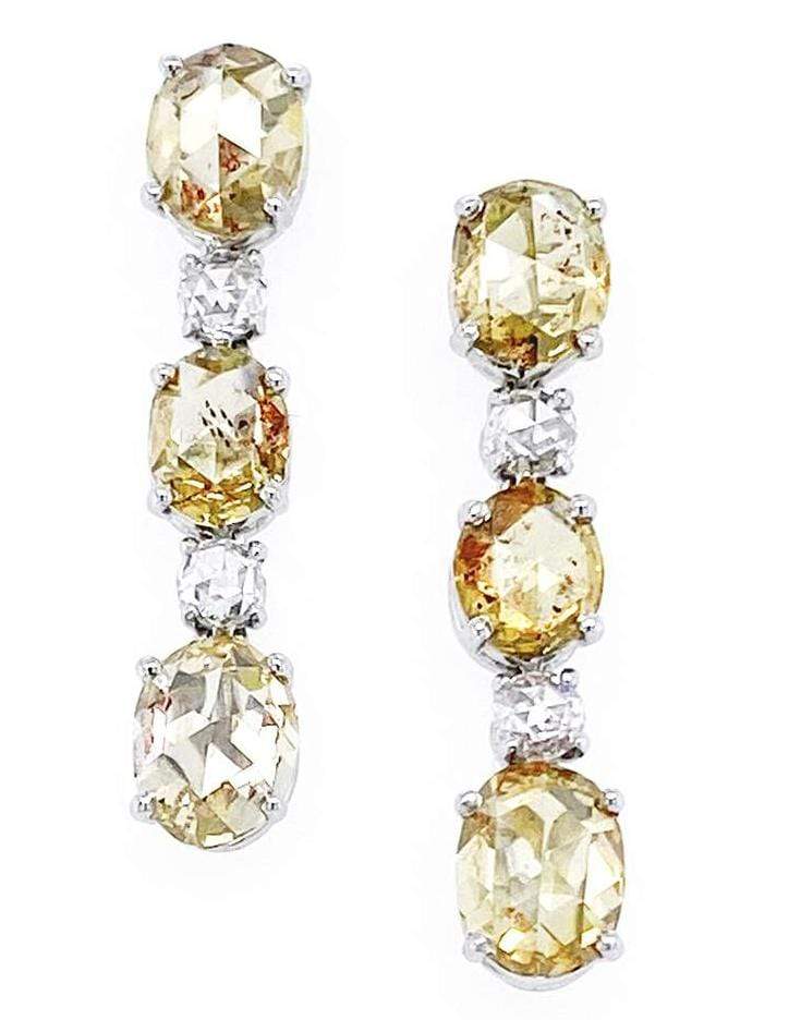 BAYCO-Rose Cut Natural Dimaond Earrings-PLATINUM