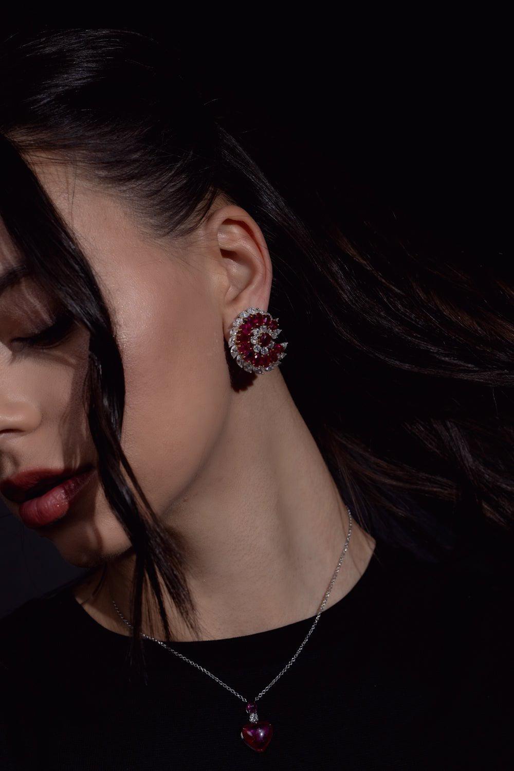BAYCO-Ruby Diamond Earrings-PLATINUM