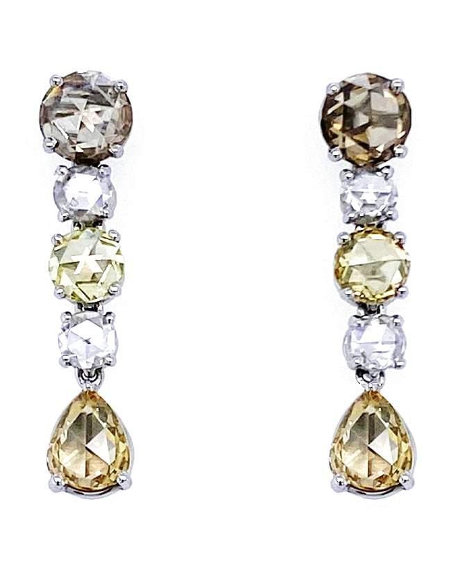 BAYCO-Small Rose Cut Natural Diamond Earrings-PLATINUM