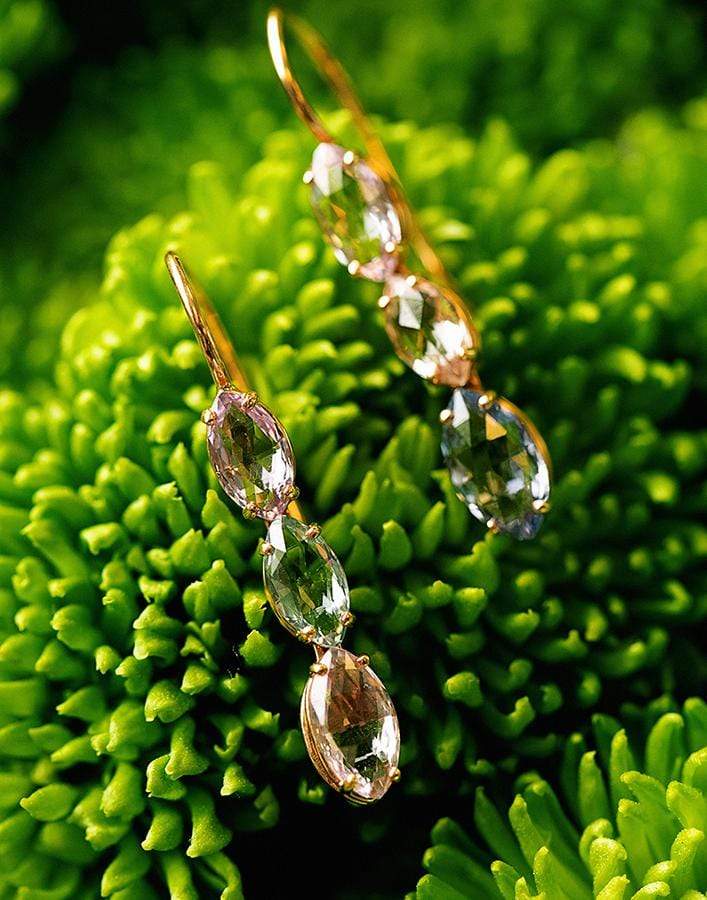 BAYCO-Briolette Natural Sapphire Earrings-ROSE GOLD