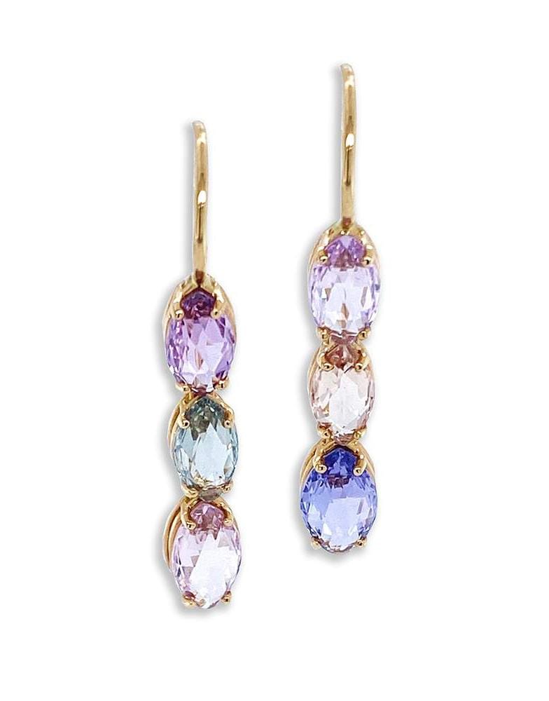 BAYCO-Briolette Natural Sapphire Earrings-ROSE GOLD