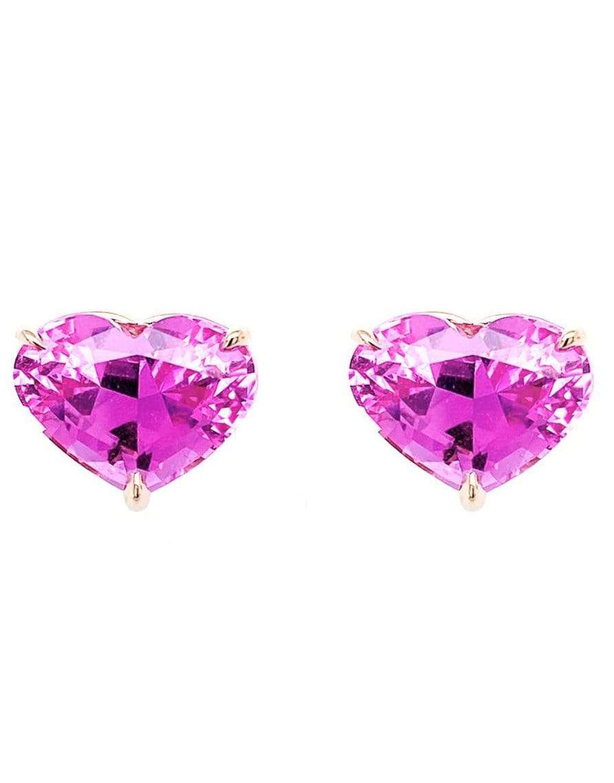 BAYCO-Heart Shape Pink Sapphire Studs-ROSE GOLD
