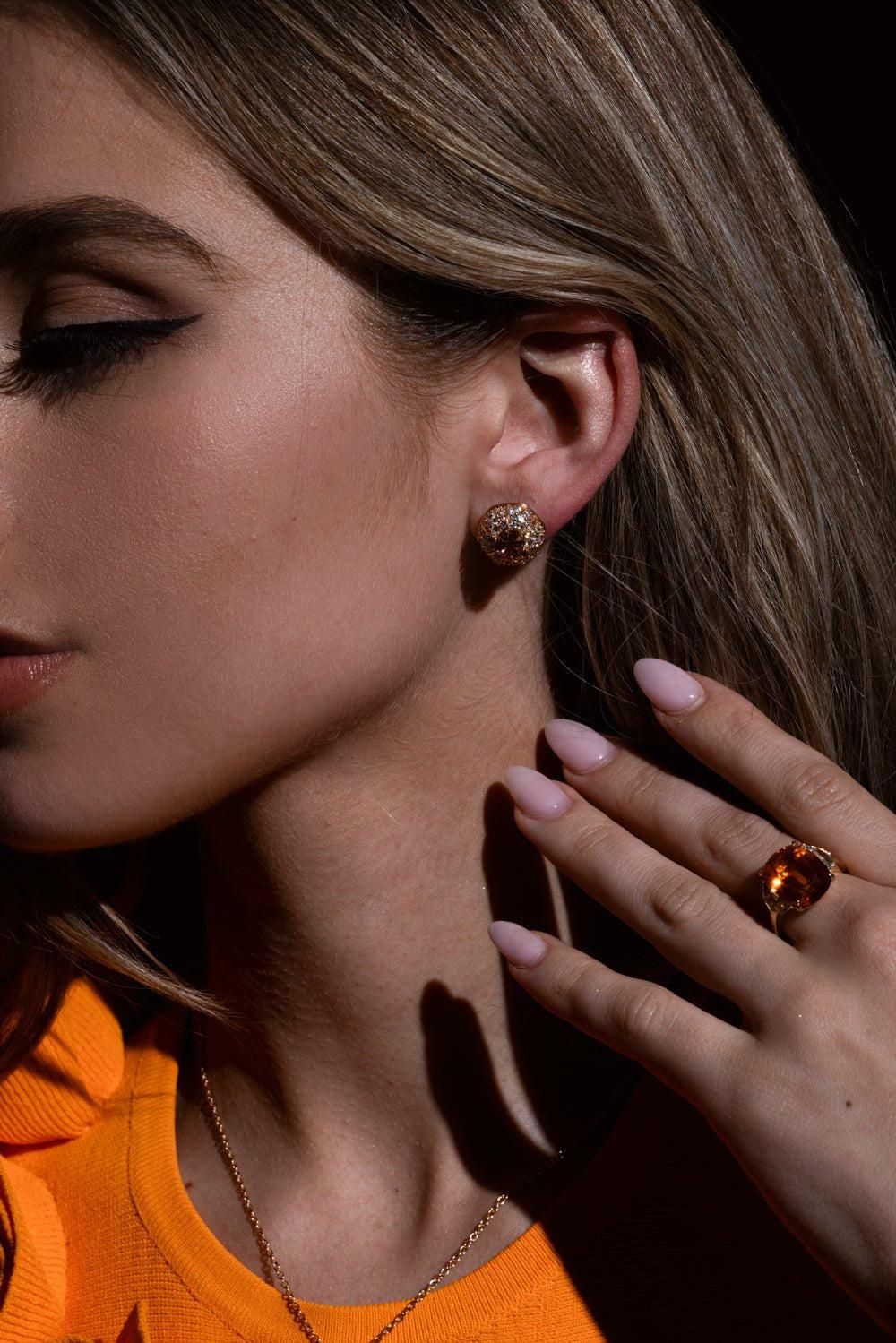 BAYCO-Hexagon Diamond Stud Earrings-ROSE GOLD