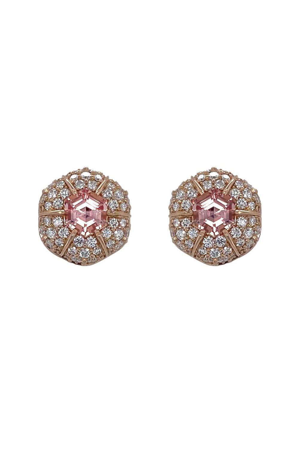 BAYCO-Hexagon Diamond Stud Earrings-ROSE GOLD
