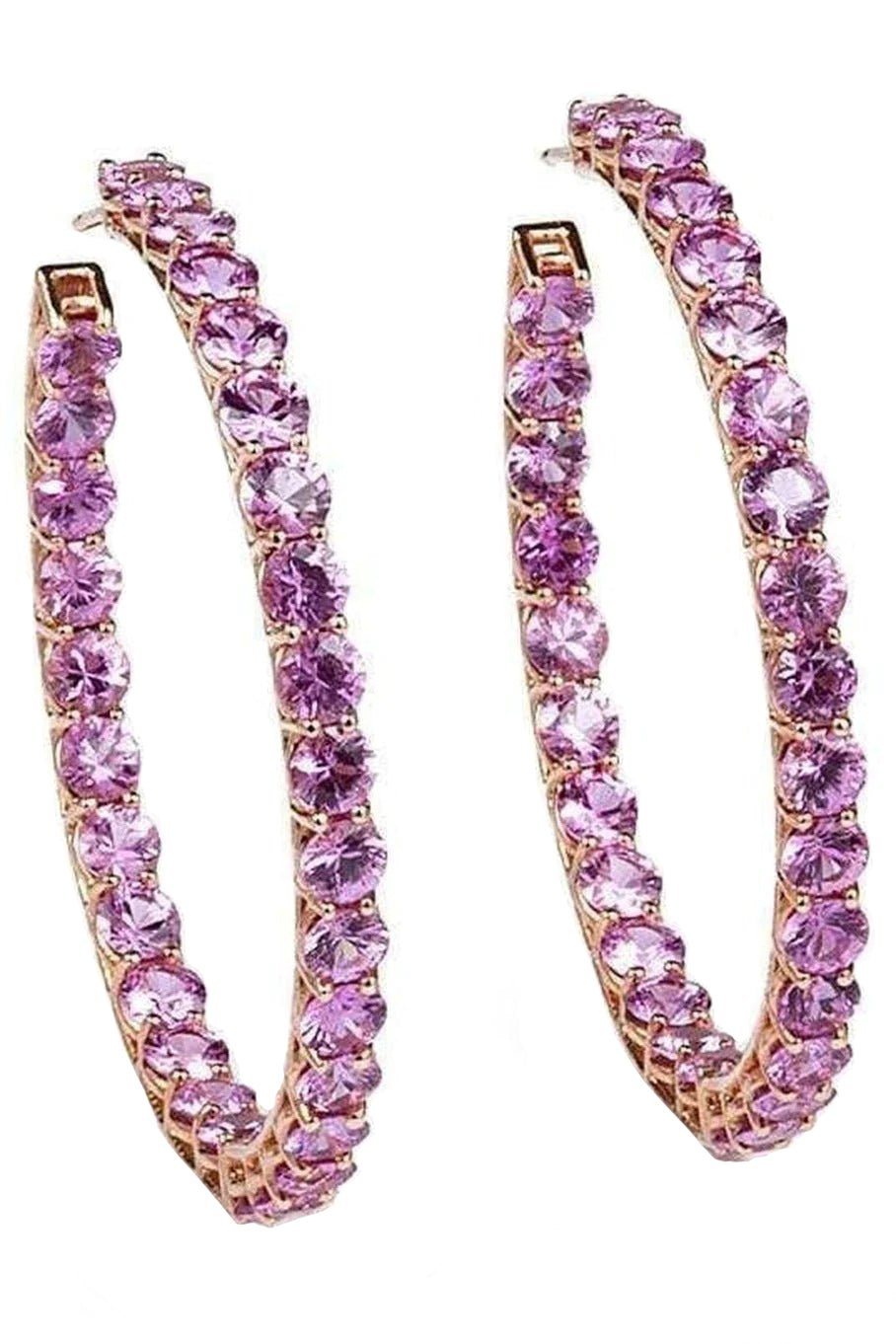 BAYCO-Large Round Pink Sapphire Hoops-ROSE GOLD