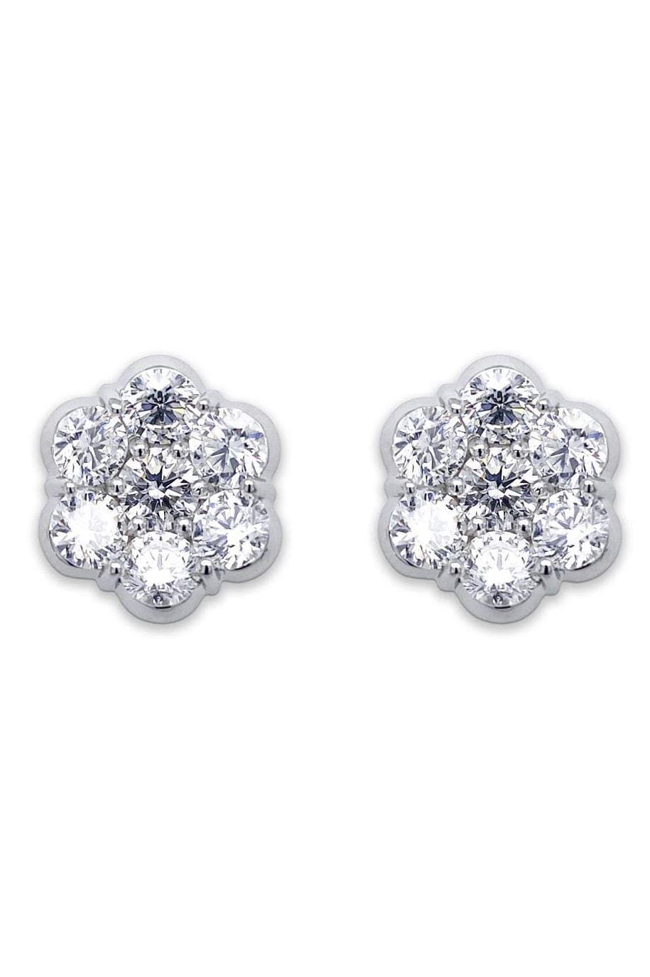 BAYCO-Large Diamond Flower Earrings-WHITE GOLD