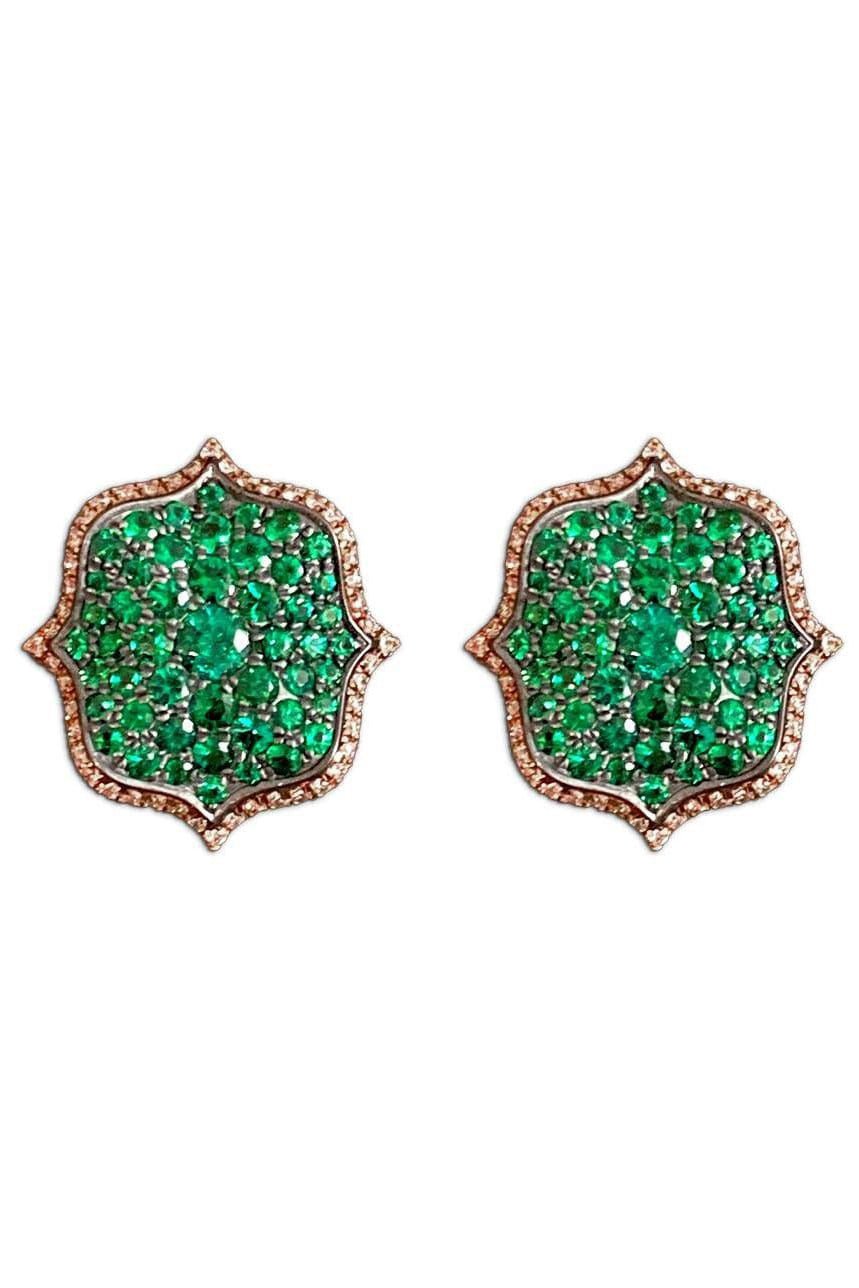 BAYCO-Emerald Mini Lotus Earrings-YELLOW GOLD