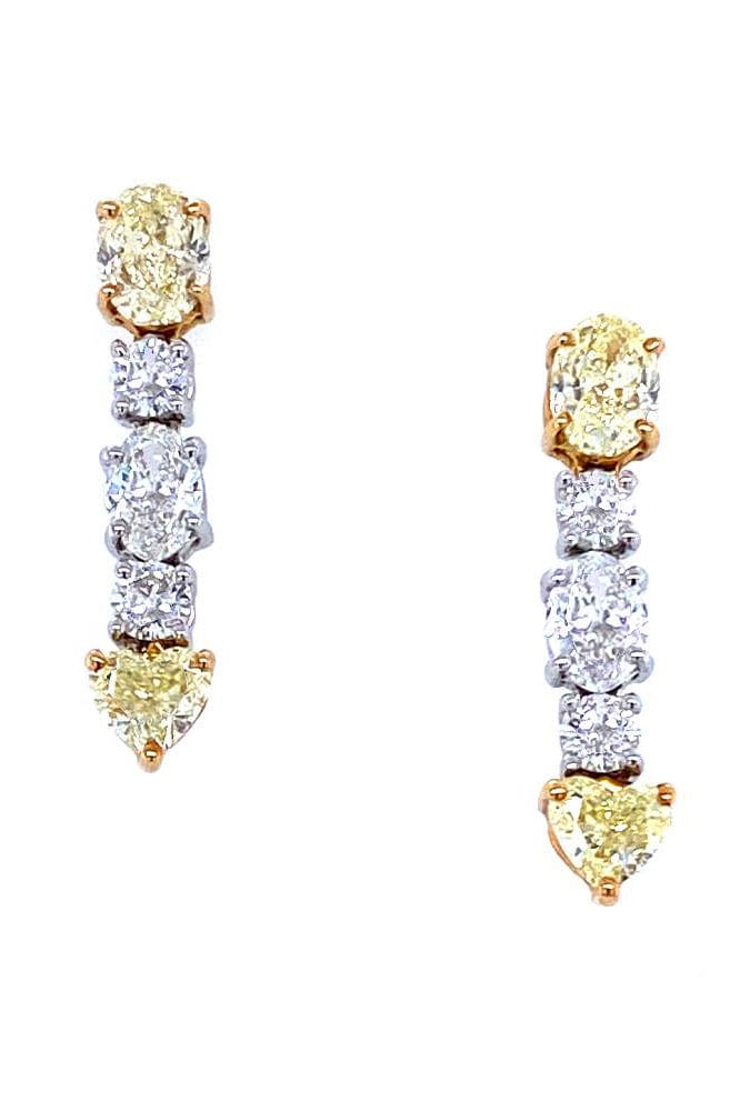 BAYCO-Oval Fancy Yellow Diamond Drop Earrings-YELLOW GOLD