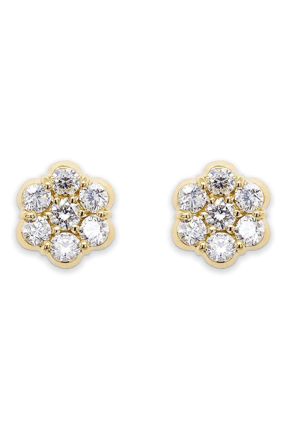 BAYCO-Small Diamond Flower Earrings-YELLOW GOLD