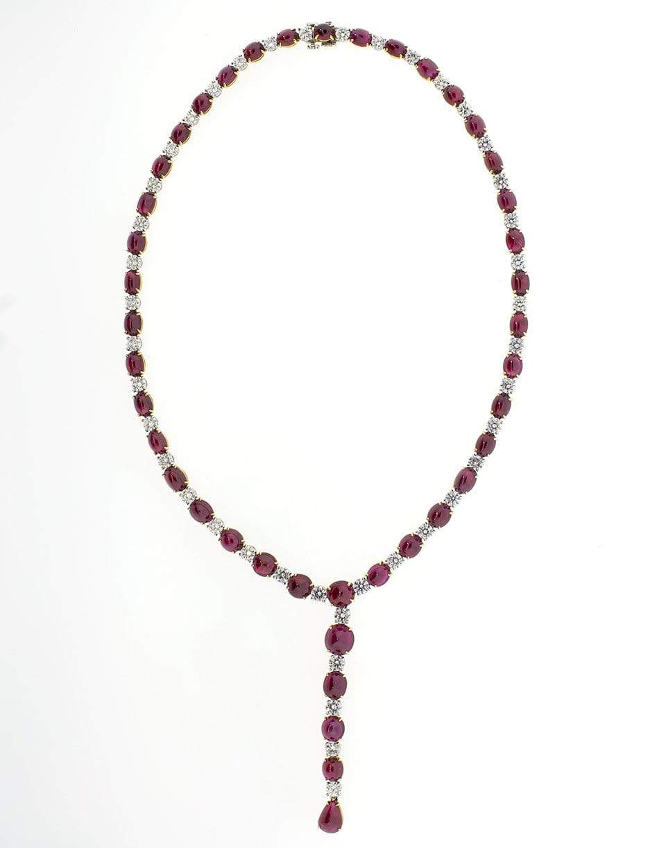 BAYCO-Burmese Ruby and Diamond Y Necklace-PLATINUM