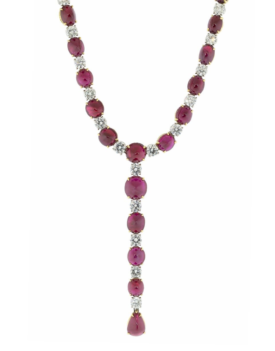 BAYCO-Burmese Ruby and Diamond Y Necklace-PLATINUM