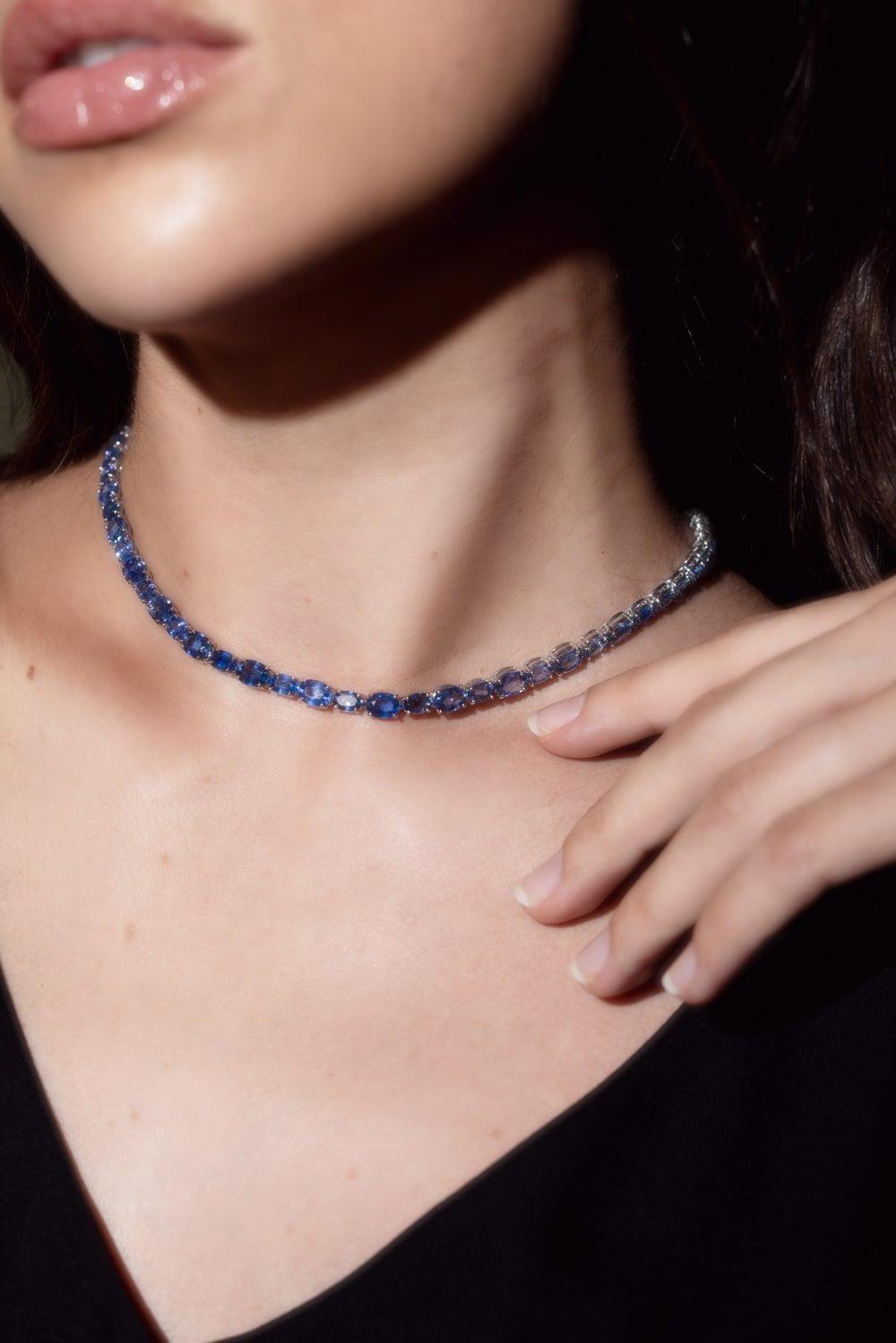 BAYCO-Ceylon Sapphire Necklace-PLATINUM
