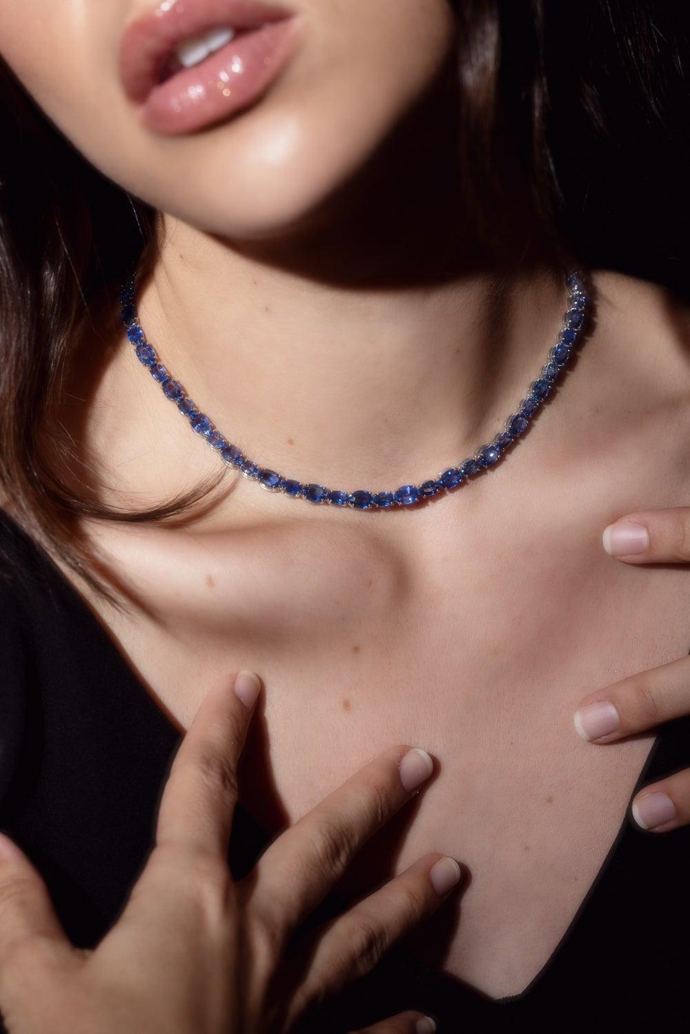 BAYCO-Ceylon Sapphire Necklace-PLATINUM