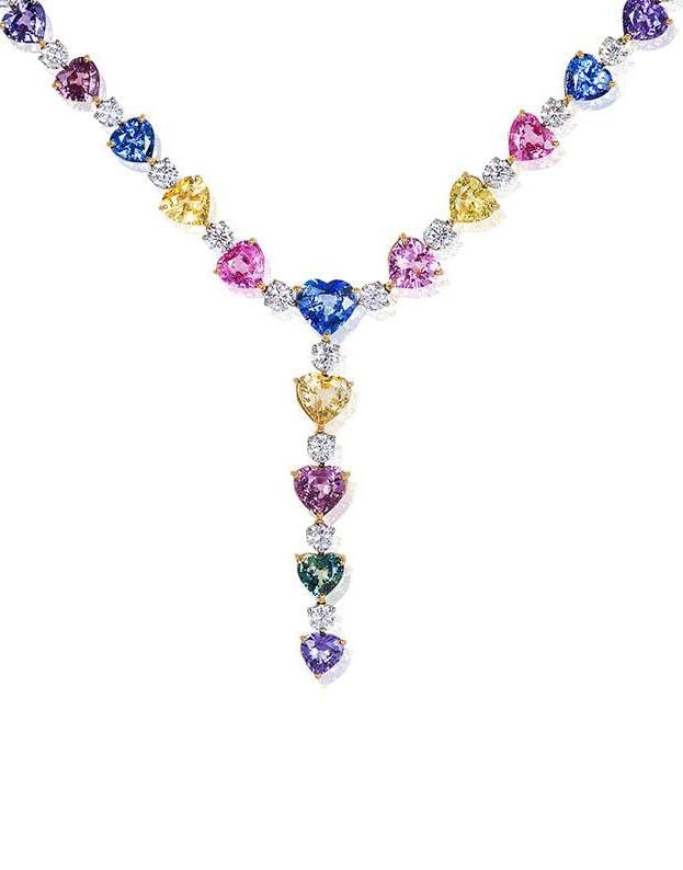 BAYCO-Heart Shape Sapphire Necklace-PLATINUM