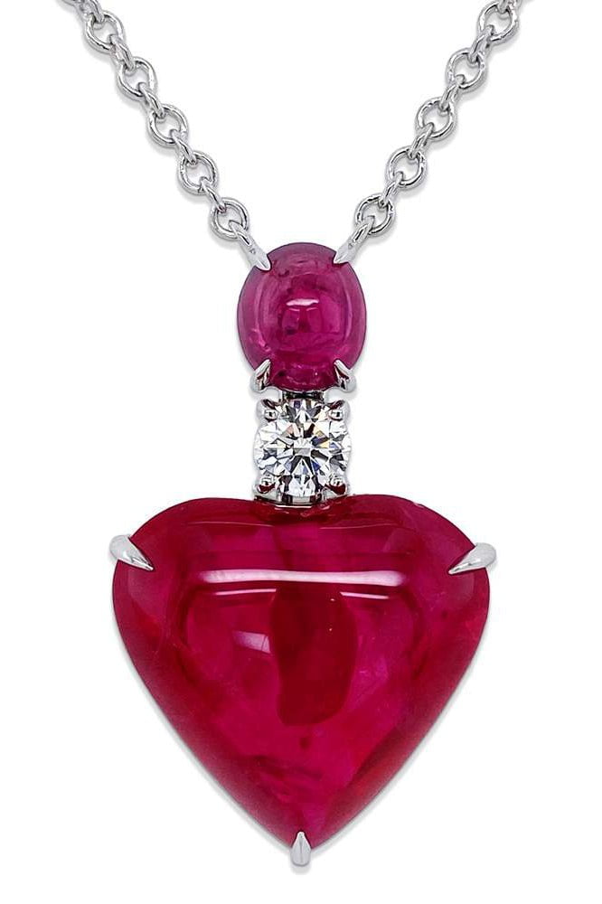 BAYCO-Ruby Diamond Heart Necklace-PLATINUM
