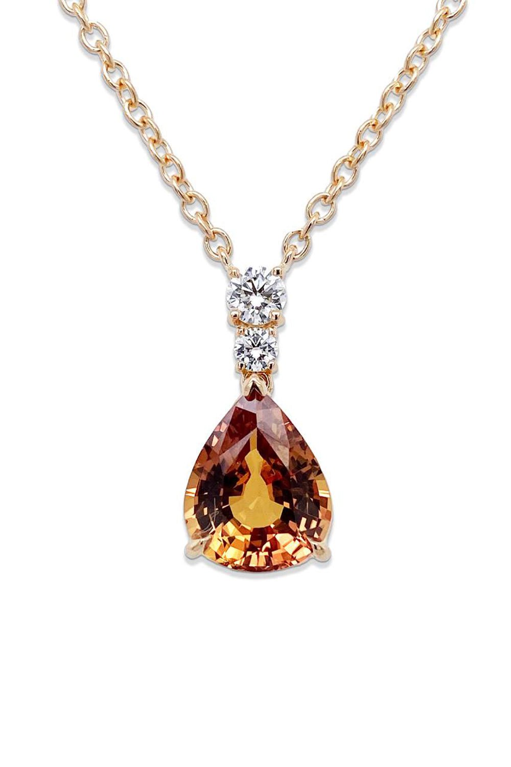 BAYCO-Orange Sapphire Pendant Necklace-ROSE GOLD