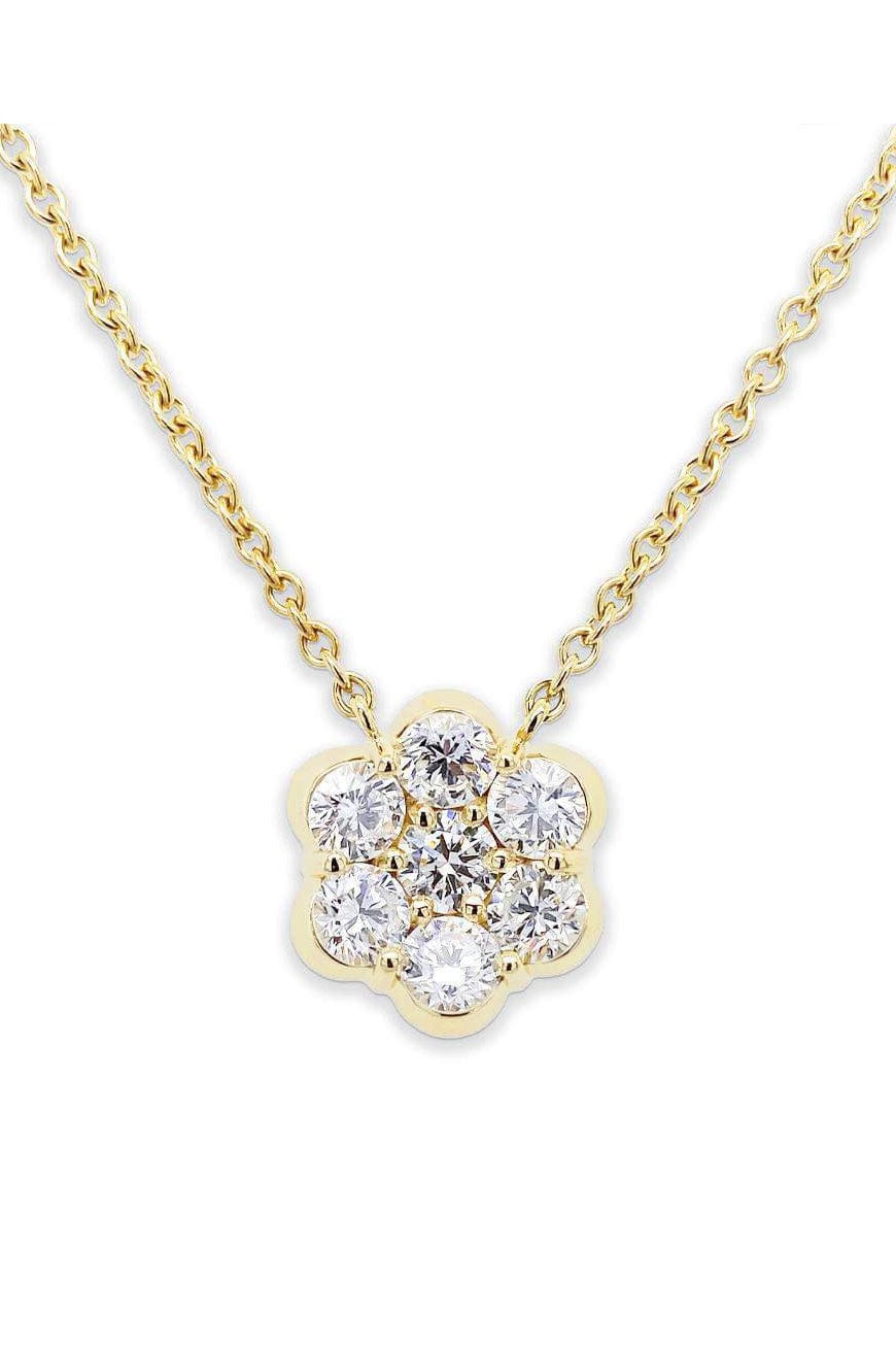 BAYCO-Small Diamond Flower Pendant Necklace-YELLOW GOLD