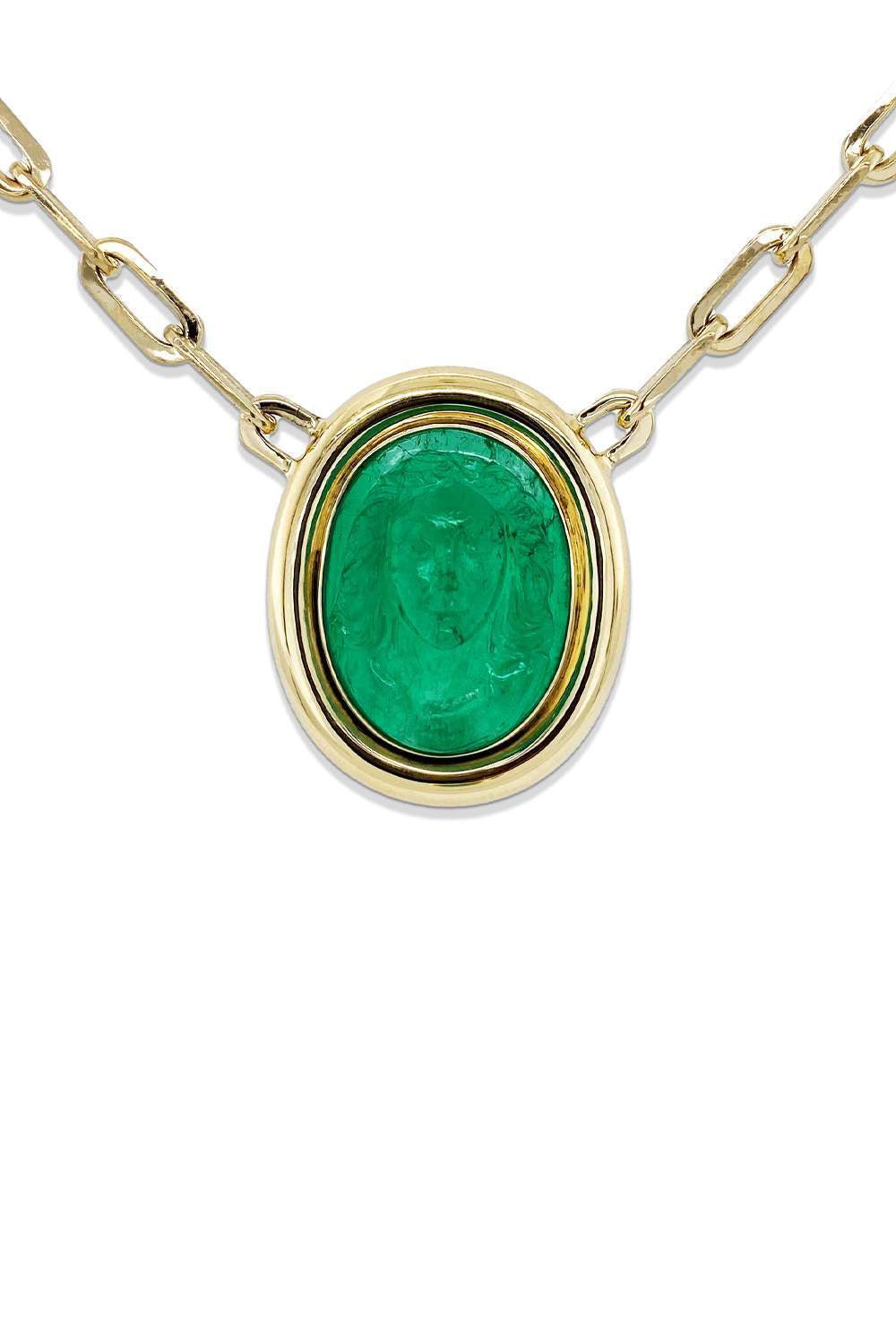 BAYCO-Emerald Pendant Necklace-YELLOW GOLD
