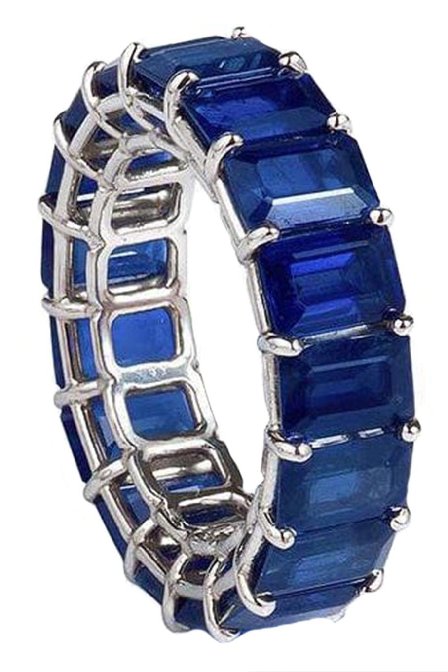 BAYCO-Blue Sapphire Eternity Band-PLAT