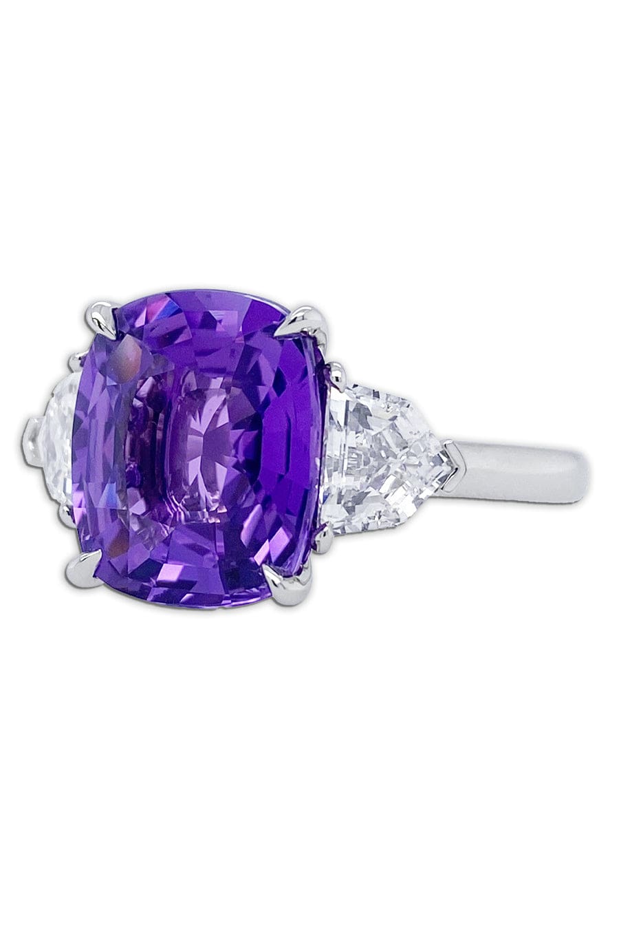 BAYCO-Cushion Purple Sapphire and Diamond Ring-PLAT