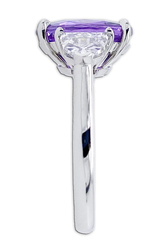 BAYCO-Cushion Purple Sapphire and Diamond Ring-PLAT