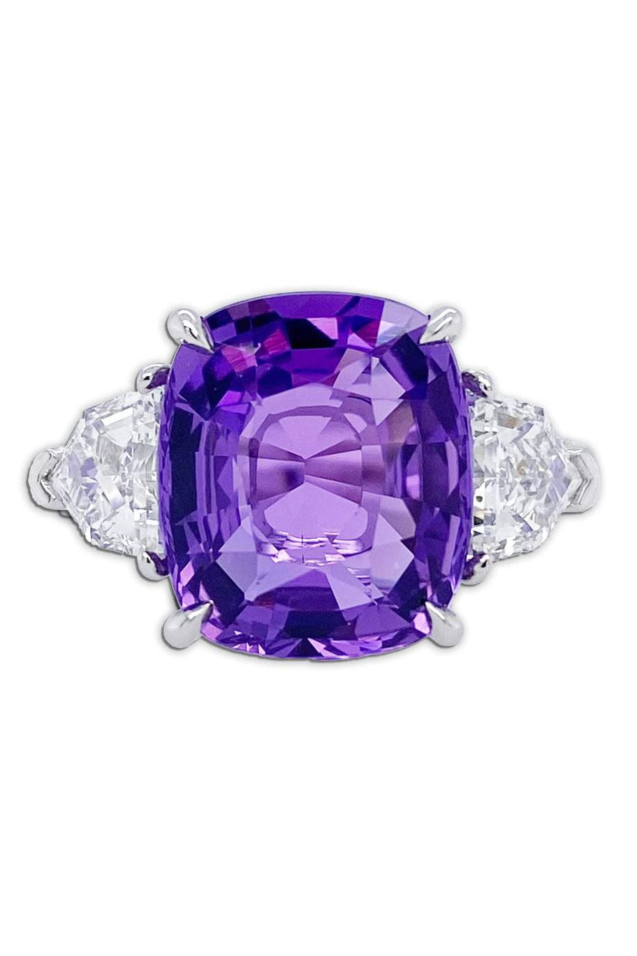 BAYCO-Cushion Purple Sapphire and Diamond Ring-PLAT