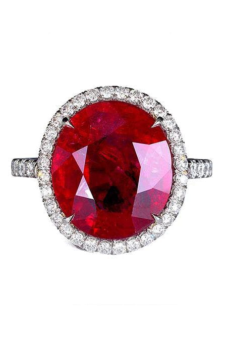 BAYCO-Oval Mozambique Ruby and Diamond Ring-PLAT