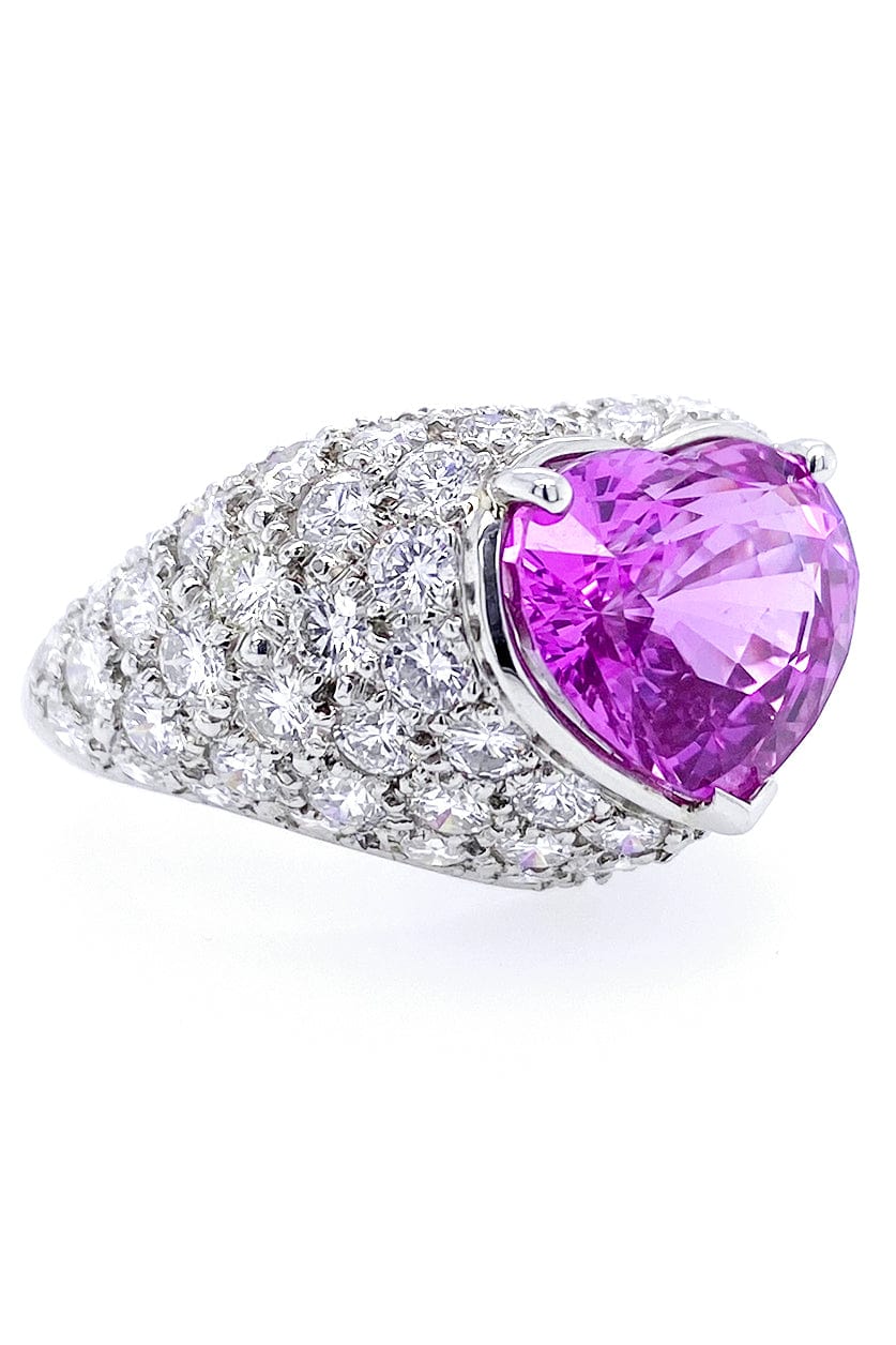 BAYCO-Pink Sapphire Heart and Diamond Ring-PLAT