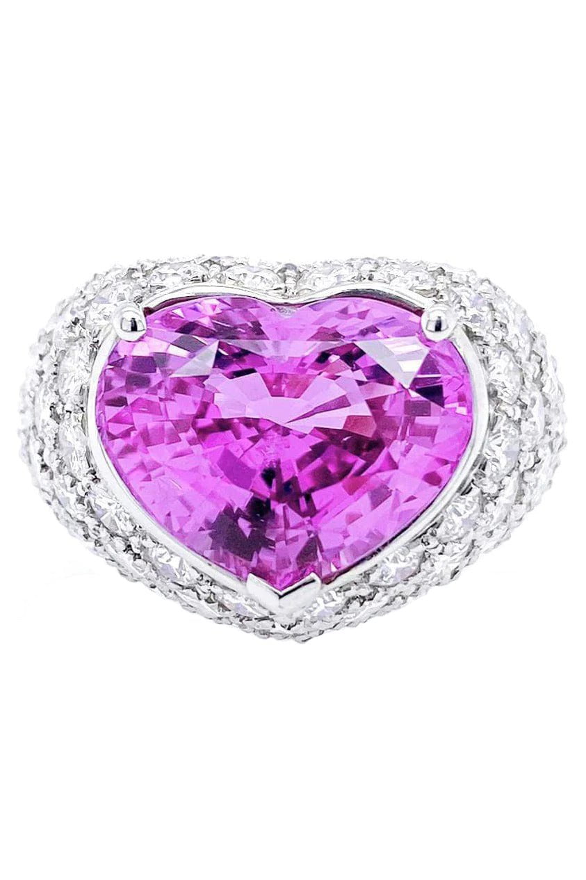 BAYCO-Pink Sapphire Heart and Diamond Ring-PLAT