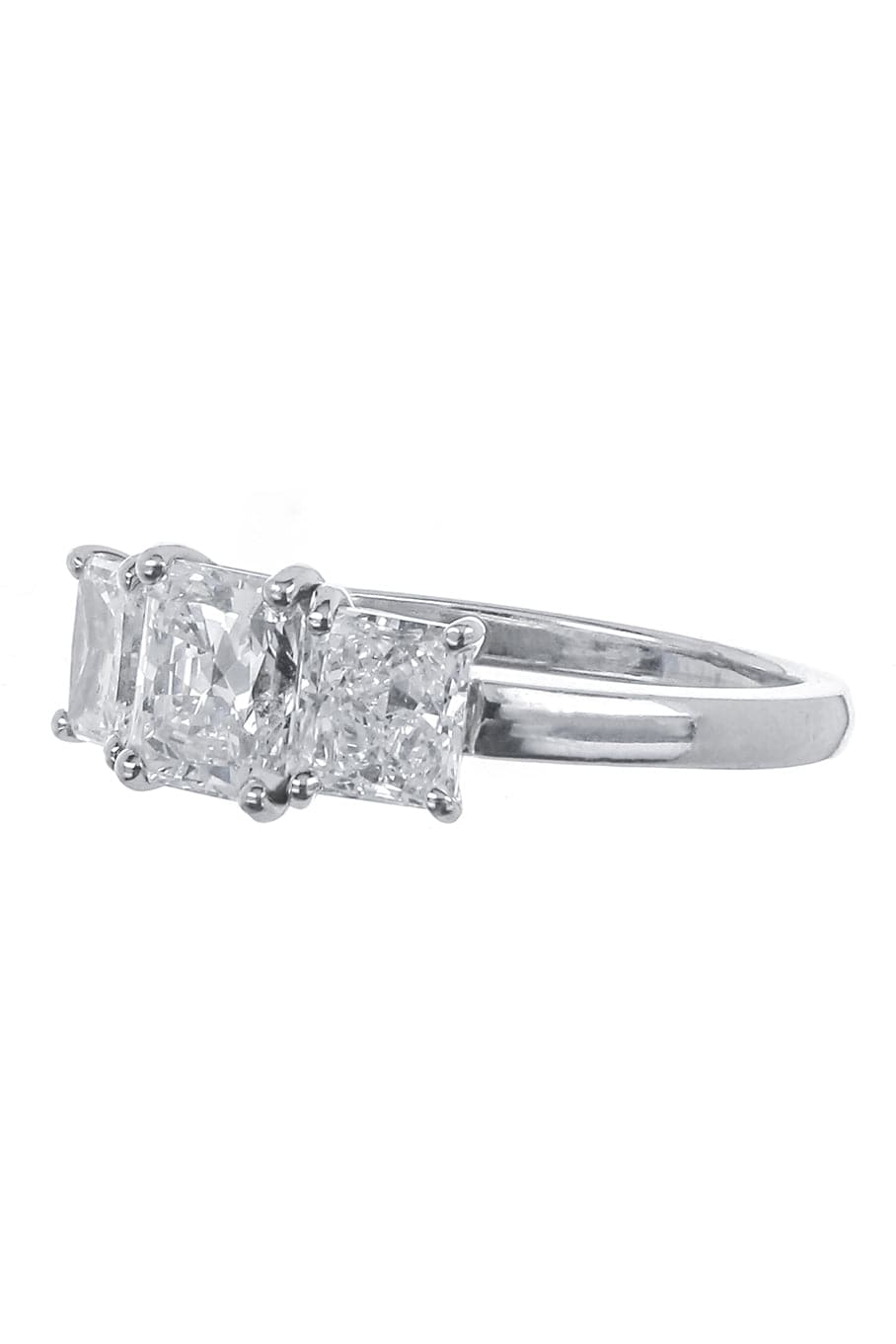 BAYCO-Radiant Three Stone Diamond Ring-PLAT