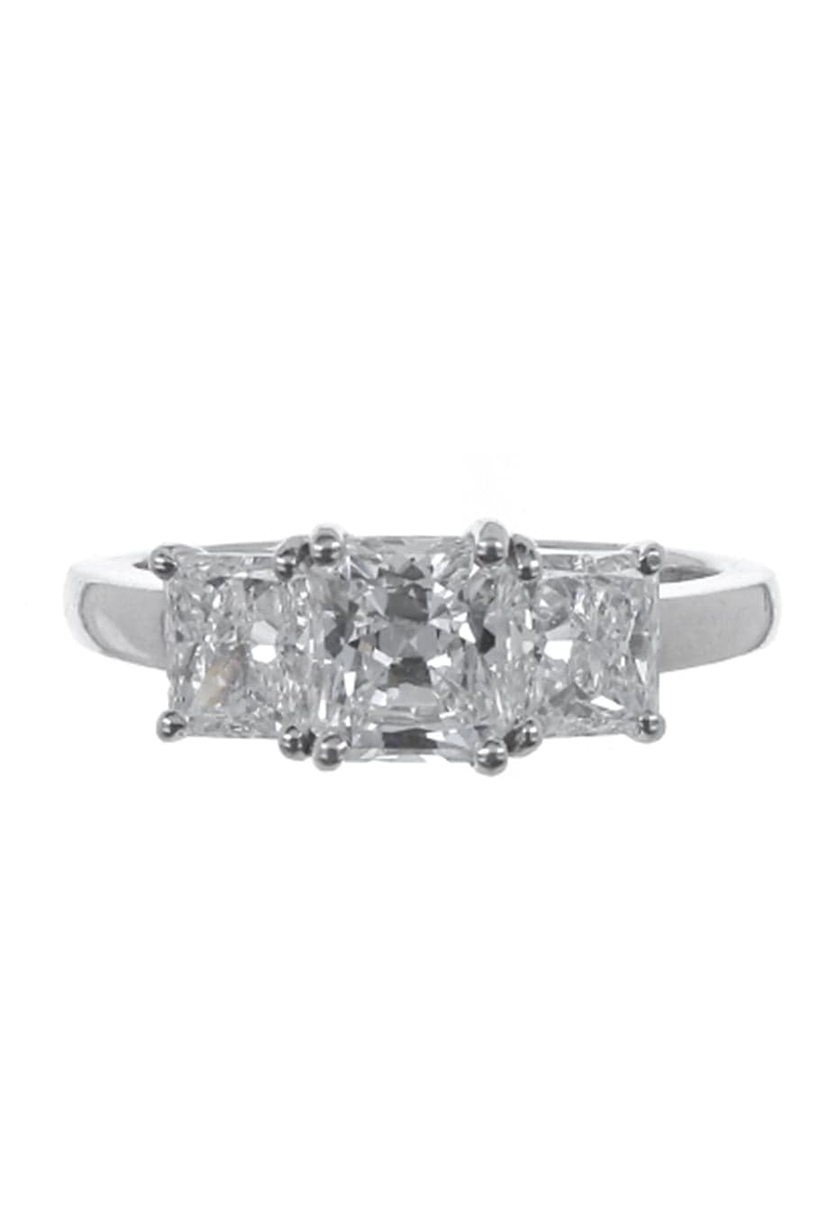 BAYCO-Radiant Three Stone Diamond Ring-PLAT
