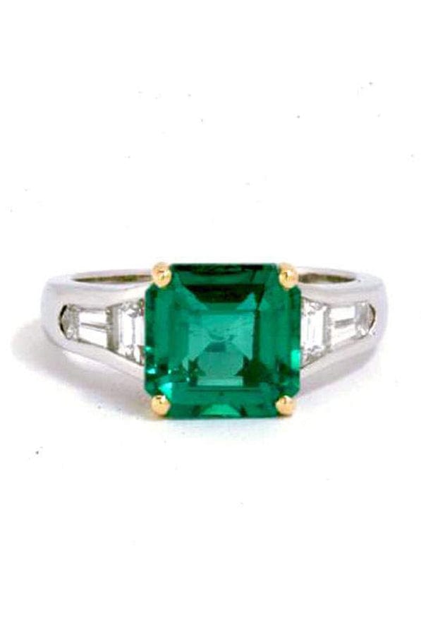 BAYCO-Zambian Emerald and Diamond Ring-PLAT