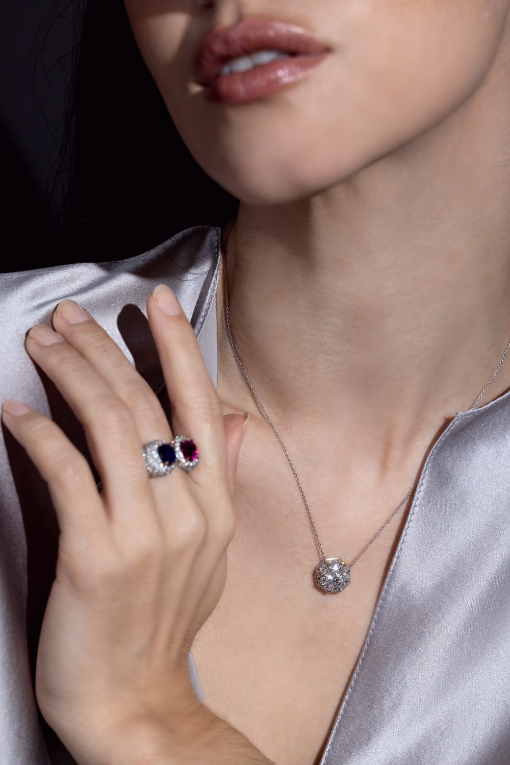BAYCO-Ruby Sapphire Diamond Ring-PLATINUM