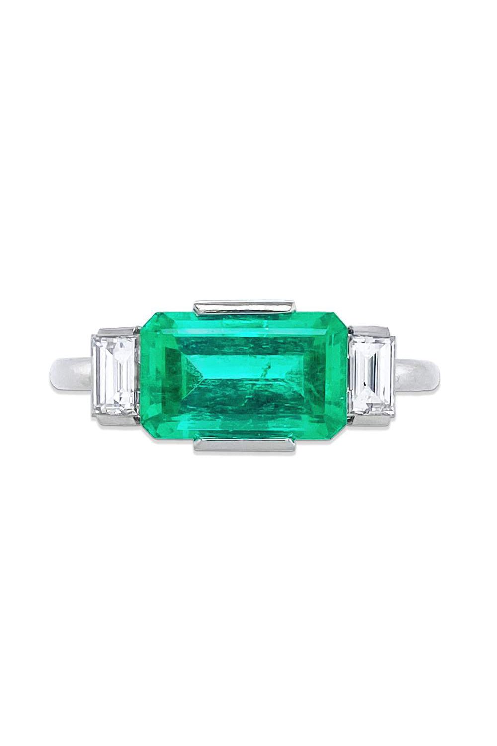 BAYCO-Emerald Diamond Ring-PLATINUM