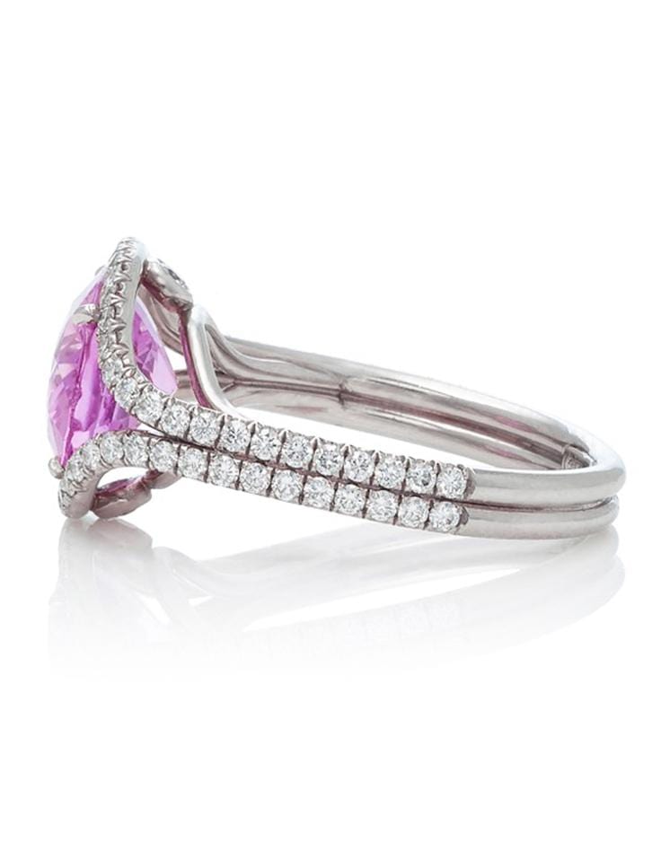 BAYCO-Oval Pink Sapphire and Diamond Ring-PLATINUM