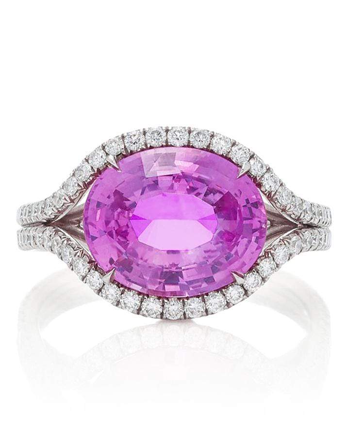 BAYCO-Oval Pink Sapphire and Diamond Ring-PLATINUM