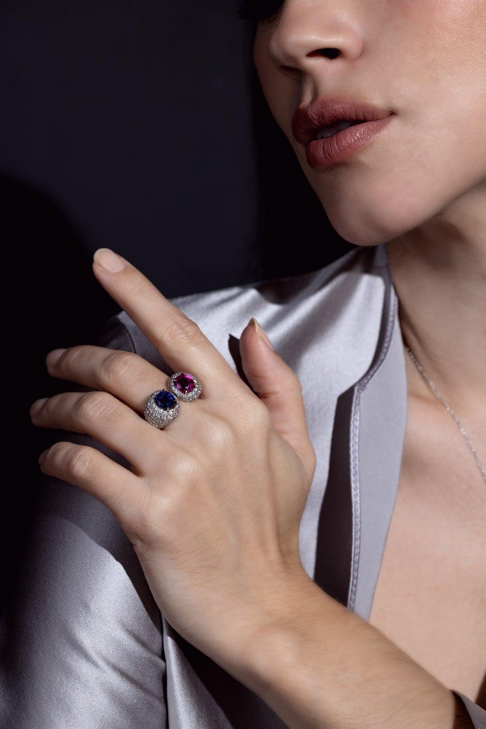 BAYCO-Ruby Sapphire Diamond Ring-PLATINUM