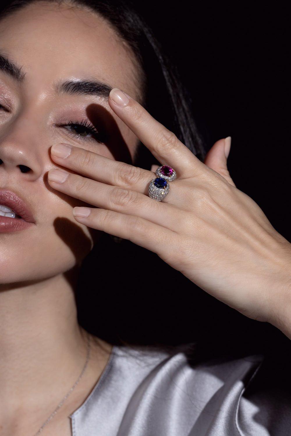 BAYCO-Ruby Sapphire Diamond Ring-PLATINUM