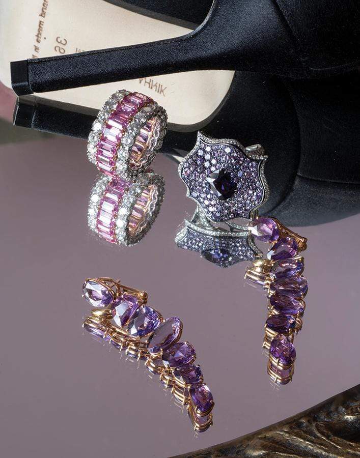 BAYCO-Purple Sapphire and Diamond Lotus Ring-PLATINUM