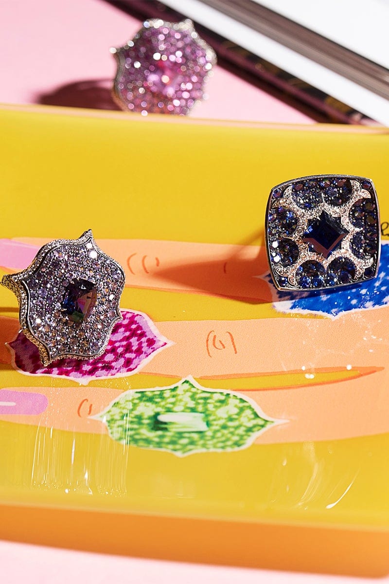 BAYCO-Purple Sapphire and Diamond Lotus Ring-PLATINUM