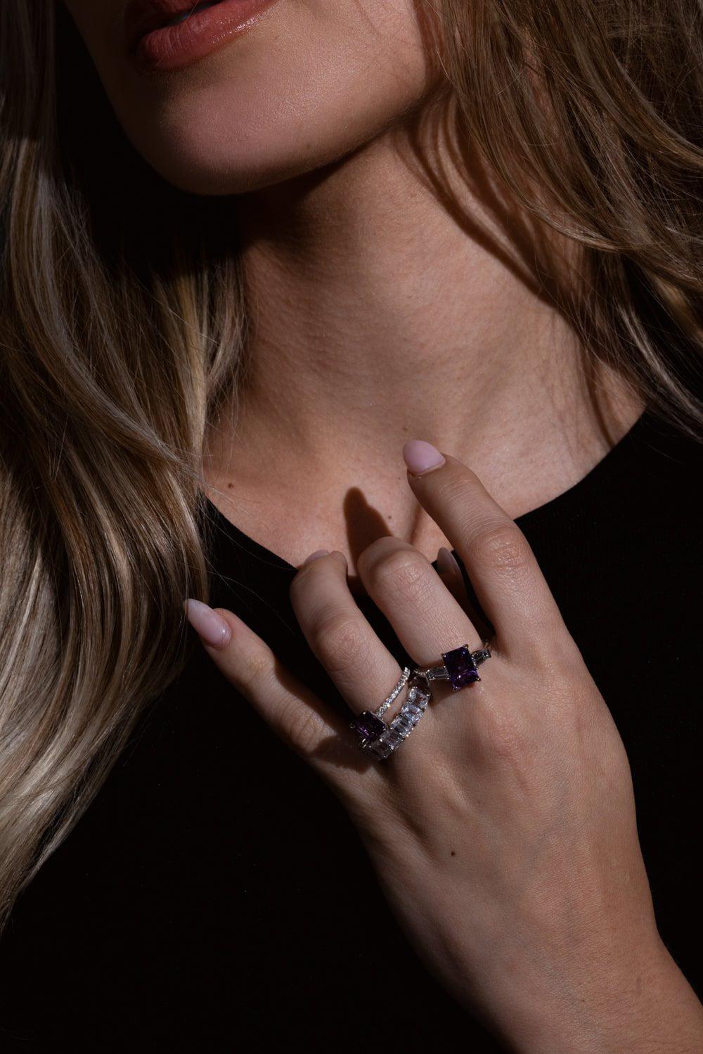 BAYCO-Purple Sapphire Diamond Ring-PLATINUM