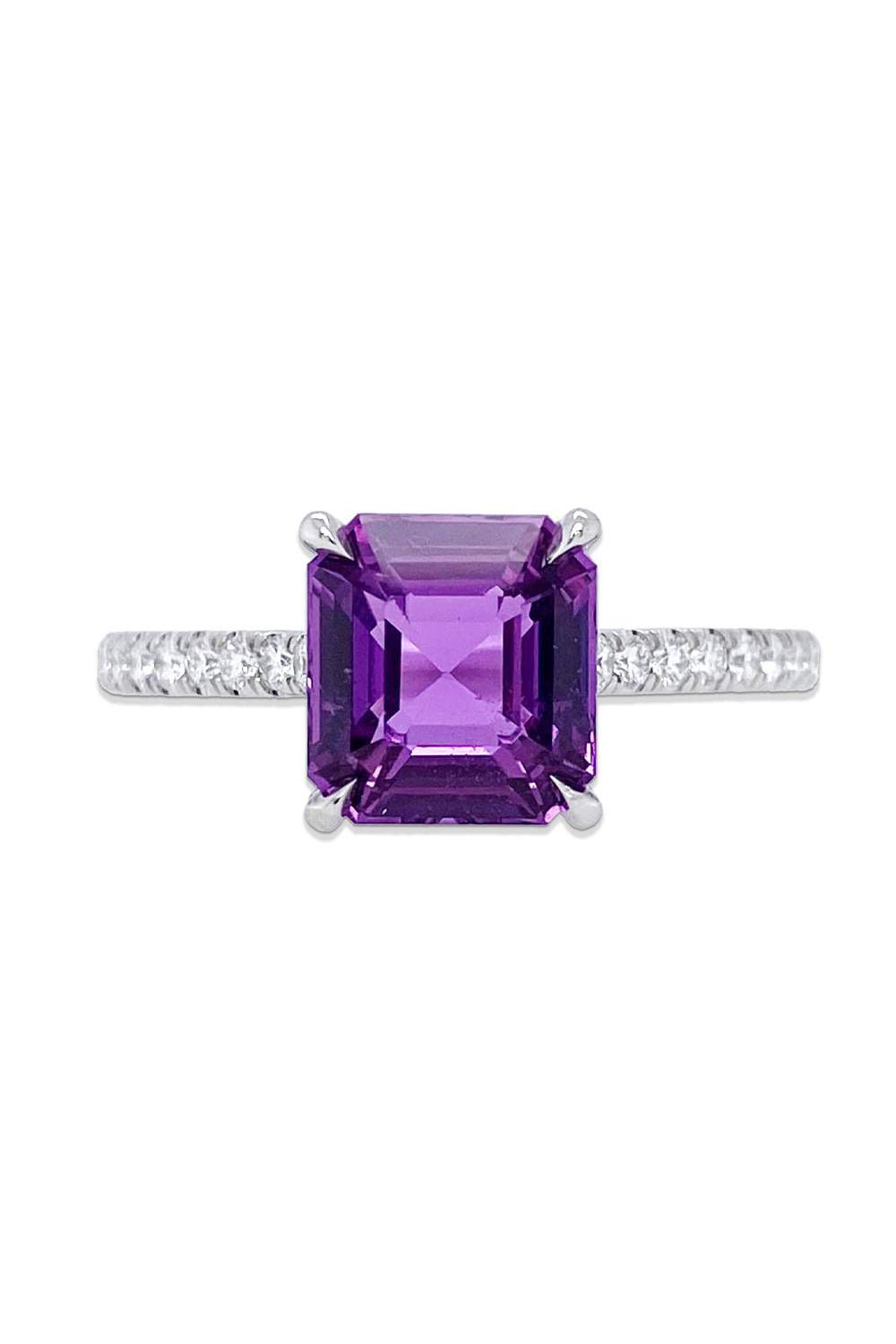BAYCO-Purple Sapphire Diamond Solitaire Ring-PLATINUM