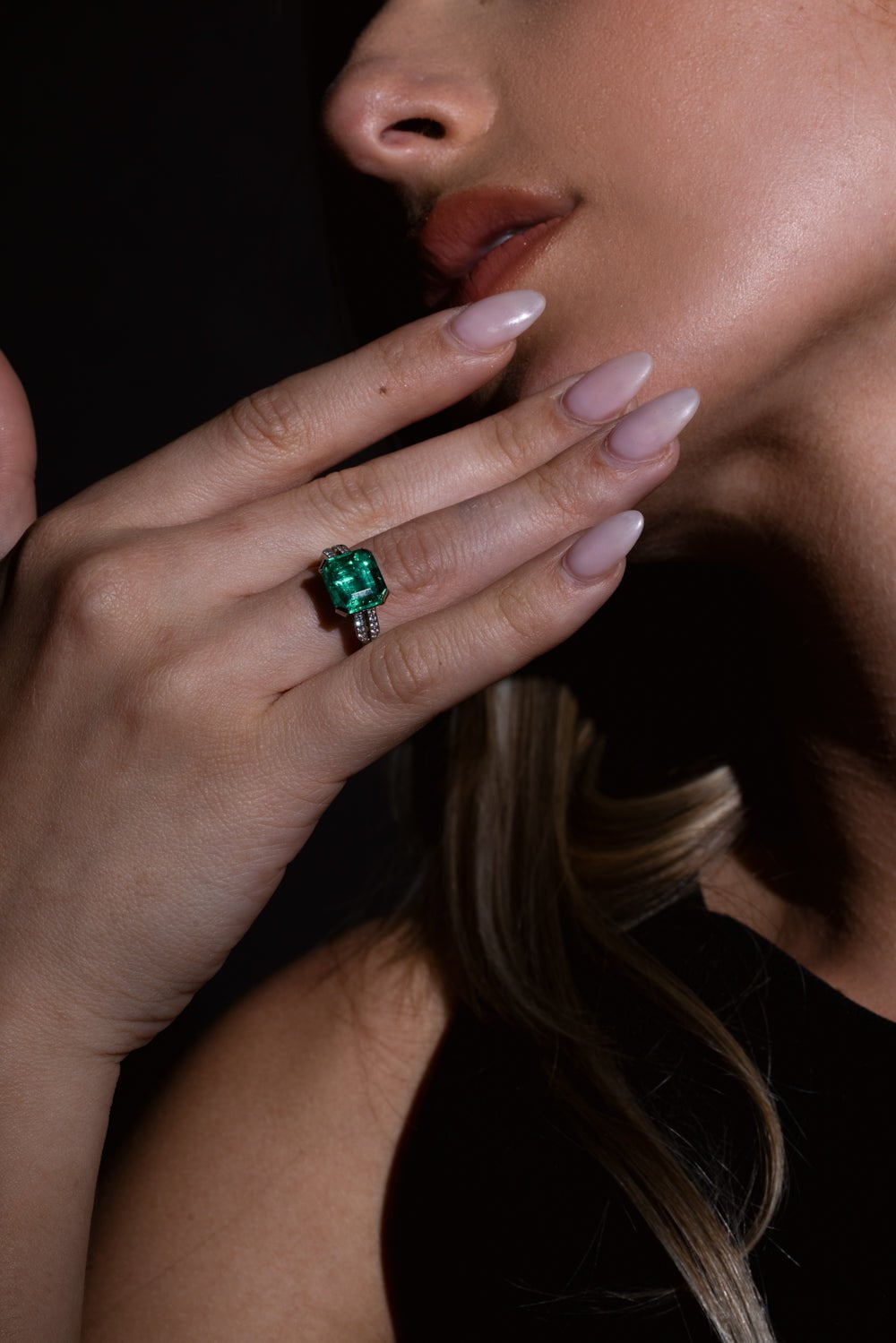 BAYCO-Square Emerald Diamond Ring-PLATINUM