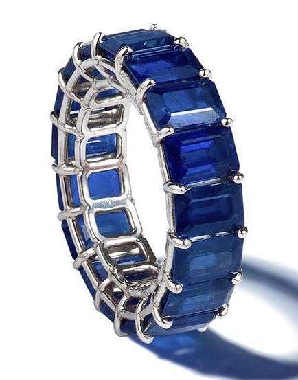 BAYCO-Emerald Cut Blue Sapphire Eternity Band-PLATINUM