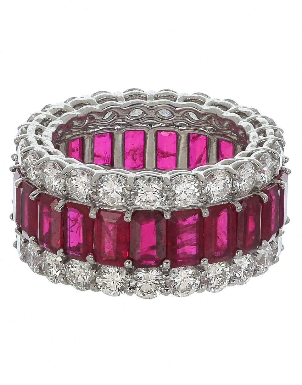 BAYCO-Emerald Cut Ruby and Diamond Ring-PLATINUM